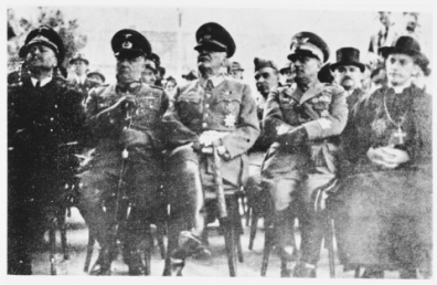 From left to right are General von Troll (Councellor of German Legation),General Gleise Horstenau, General Slavko Kvaternik (NDH),General Mario Roata (Italy) and Archbishop Stepinac 