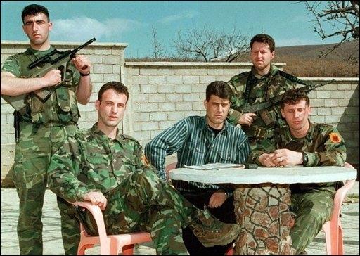 kosovo Hacim Thaci with KLA members Comandante cobra